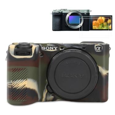 Imagem de Pocoukate Capa para câmera Sony Alpha 6700, capa protetora de silicone macio com protetor de tela A6700, acessórios para câmera Sony Alpha 6700, capa de silicone - camuflagem