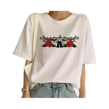 Imagem de Camiseta Feminina Guns N' Roses - Branca - Estilo Punk Rock, BR-G, Eu