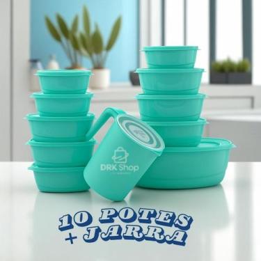 Imagem de Conjunto 10 Potes 1 Jarra Marmita Organizador Plasticos - Casa Bella, 