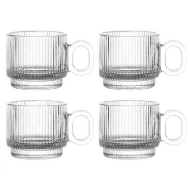 Imagem de Jogo de Canecas Graffiato em Vidro Transparente 95ml 4 Peças - Hauskra