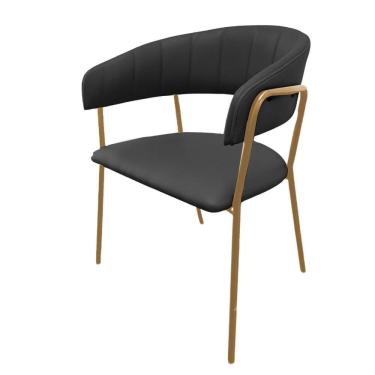 Imagem de Cadeira com Braços Maraú PSG Móveis Estofada Courissimo Grafite com Base Aço Dourado