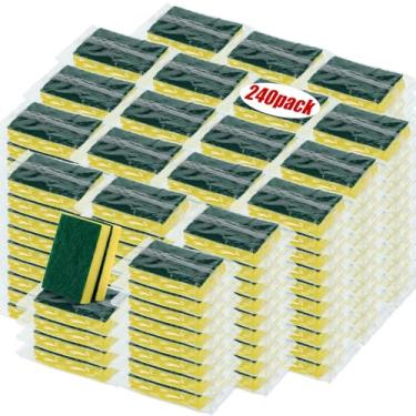 Imagem de Tanlade 240 peças de esponja embrulhada individualmente esponja de lavar louça a granel não arranha esponja de limpeza de cozinha para limpeza doméstica aluguel de pratos hotel apartamento carro