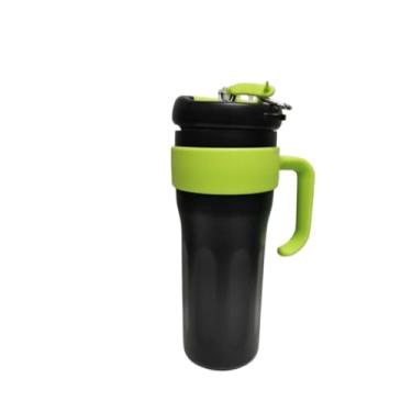 Imagem de Garrafa Térmica de Inox 1200ml com Canudo, Alça e Tampa(preto+verde)