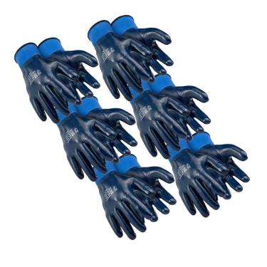 Imagem de Kit 6 Luva Nitrílica Impermeável Óleo Mecânico Automotivo