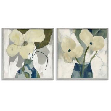 Imagem de Stupell Industries Simple Petals Boho Conjunto de arte giclée emoldurado cinza 2 peças por Elara Yasna, 12 x 12
