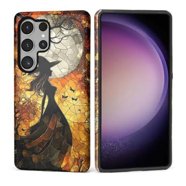 Imagem de Capa para Samsung Galaxy S25 Ultra, Silicone Macio Fosco + PC Rígido Anti-Riscos Corpo Inteiro Robusta À Prova de Choque Capa 2 em 1 para Mulheres e Homens - Vitral Bruxa Halloween