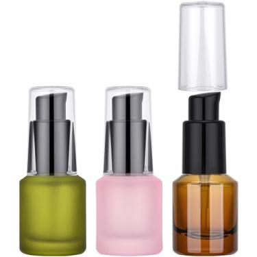 Imagem de Segbeauty Dispensador de garrafa com bomba de vidro fosco de 14,2 g, 3 frascos vazios para viagem com bomba, recipiente de loção de viagem recarregável de 15 ml, mini recipientes líquidos para cremes