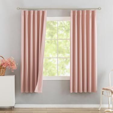Imagem de DONREN Cortinas blackout plissadas com aba traseira rosa 101,6 cm L x 160 cm C