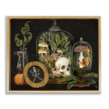 Imagem de Stupell Industries Dark Academia Terrarium Motif Gold Framed Floater Canvas Wall Art Design por Nicole Tamarin, 25 x 31