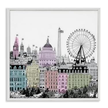 Imagem de Stupell Industries Design de arte giclée emoldurado branco Cidades do Mundo de Londres por Annabelle Hall, 43 x 43 cm