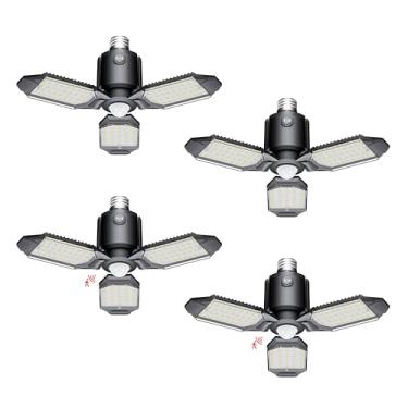 Imagem de Craftersmark Luz de garagem com sensor de movimento, luzes de garagem de 80 W ativadas por movimento de teto, luzes com sensor do crepúsculo ao amanhecer, lâmpada LED ultra brilhante para loja, luzes