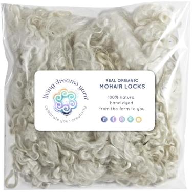 Imagem de ARTREAL MOHAIR LOCKS. Fibra de lã branca natural orgânica para cabelo de boneca, barba de Papai Noel, perucas, feltragem, mistura, fiação e tapeçarias de parede. Branco, 28 g (28 g)