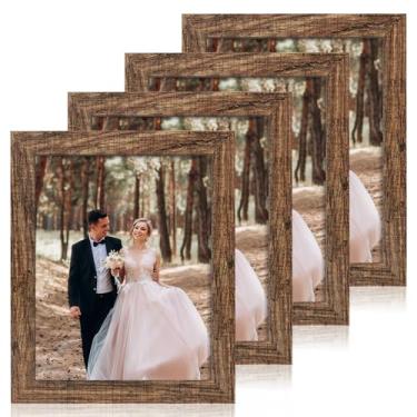Imagem de iRahmen Conjunto de 4 porta-retratos de 21 x 28 cm, moldura rústica de vidro real de alta definição, molduras para fotos 21 x 27 cm, documentos de diploma para pendurar na parede e na mesa
