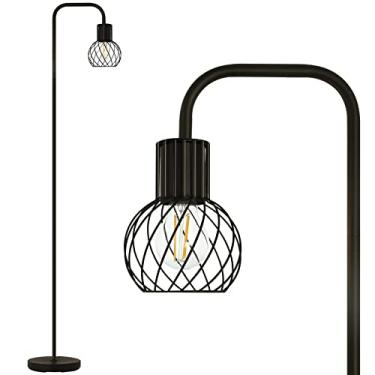 Imagem de AUQUEE Luminária de chão, luminária de chão industrial para sala de estar, lâmpada de pé moderna com lâmpada LED de 6 W, interruptor de pé, lâmpada de poste minimalista, lâmpadas de pé vintage de