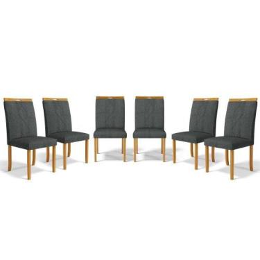 Imagem de Kit Com 6 Cadeiras Ana Madeira Maciça Estofadas Para Mesa De Jantar Li