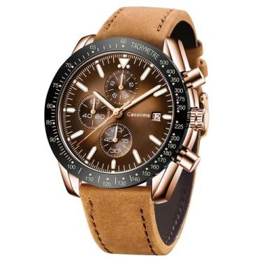 Imagem de Relógio Casotime Chronograph Leather Band 30m à prova d'água