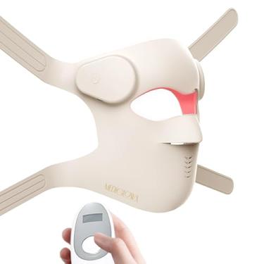 Imagem de MediGlowX Máscara facial de LED, terapia de luz de última geração, potente de alta intensidade, 9 modos de cores, revitalização da pele, design leve 3D sem fio, máscara facial terapêutica de luz azul