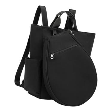 Imagem de oshhni Mochila de tênis com bolsos para armazenamento, bolsa de viagem com alça ajustável para badminton, bolsa de pickleball para treinamento de prática, Preto