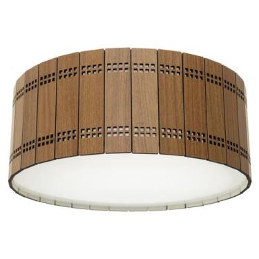 Imagem de Lustre Decorativo Madeira Plafon Redondo Jabaquara 35Cm - Luminária Il