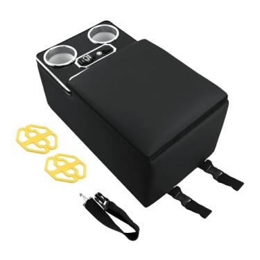 Imagem de Sporacingrts Caixa de armazenamento de apoio de braço para console central com base de carregamento sem fio e suporte de copo frontal, organizador multifuncional de apoio de braço de carro para carros