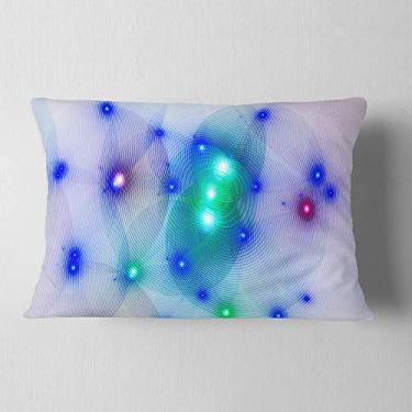 Imagem de Designart Luzes fractais azuis em neblina, sala de estar, sofá, enchimento de almofada + capa de almofada impressa em ambos os lados 30,5 x 50,8 cm