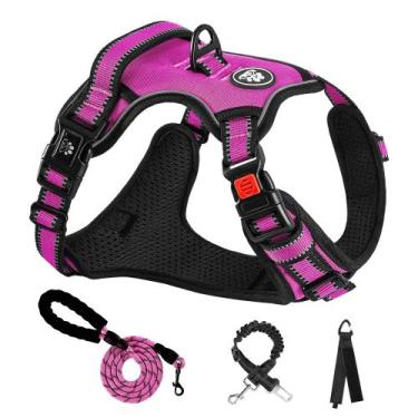 Imagem de Arnês para cães NESTROAD, colete Oxford ajustável sem puxar, XL, rosa