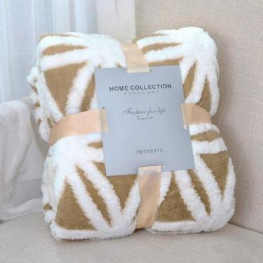 Imagem de Cobertor LOMAO Sherpa Fleece Fuzzy Soft Throw 150x200cm cáqui