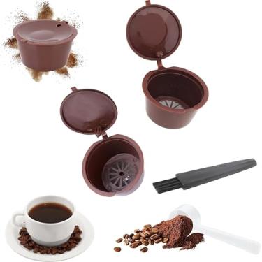 Imagem de Cápsulas Reutilizável Recarregável Kit com 3 - Compatível para Cafeteiras Dolce Gusto - Filtro de café reaproveitável + Colher de Medida + Pincel de Limpeza, para uso Máquina de Café Dolce Gusto