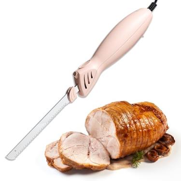Imagem de COOK WITH COLOR Faca elétrica de 100 W, duas lâminas para corte versátil, precisão e conveniência para sua cozinha, 5 x 5 x 48 cm, blush