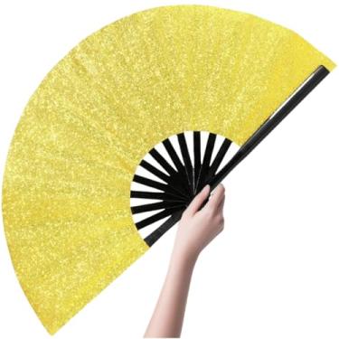 Imagem de Fãs grandes e brilhantes de 33 cm para dança de linha com ossos Bomboo, ventilador de mão de botas no chão, ventilador de dança de linha, portátil para festa de festival ao ar livre, casamento