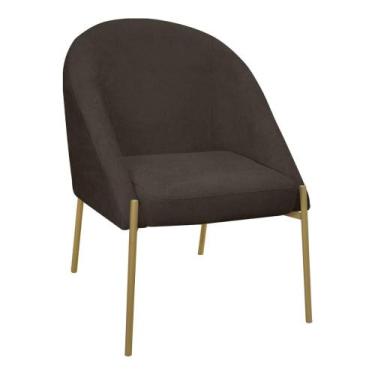 Imagem de Banqueta Poltrona Lua Pé Metal Bouclê Ideal Para Sala Penteadeira Ou S