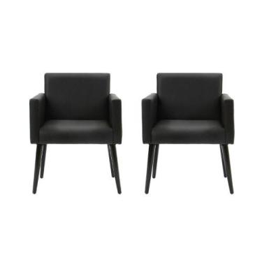 Imagem de Kit 2 Poltronas Luca Estilo Retrô Decorativa - Preto - Cor: Preto - Ru