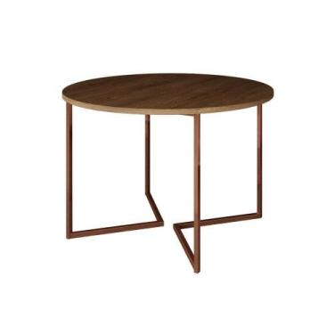 Imagem de Mesa Jantar Industrial Amêndoa Base Cobre V Tampo 110Cm Redondo Cor: A