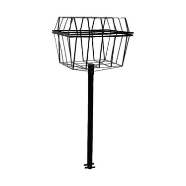 Imagem de Lixeira De Rua Calçada Cesto Fundo E Tampa Preta 140X60X45Cm - OURO MI