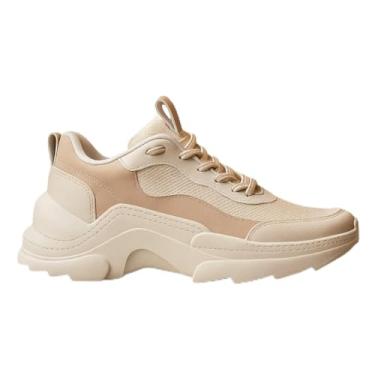 Imagem de Tênis Feminino Sneaker Plataforma Bege Branco Blogueira Moderno Macio (Branco, BR, Adulto, Numérico, 37)