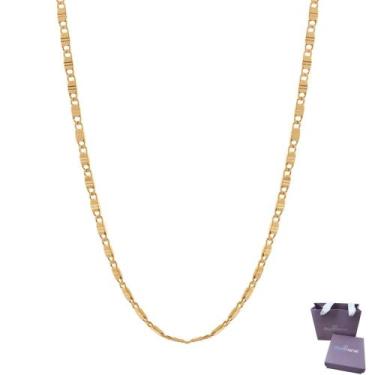 Imagem de Corrente Masculina Banhada A Ouro 18k Rommanel Fio Trabalhado Lindo