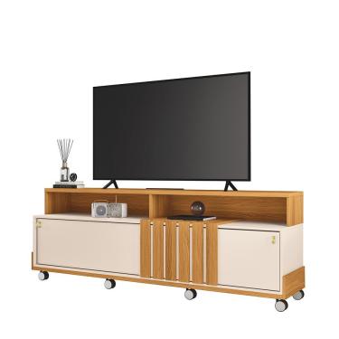 Imagem de Painel Para Tv 70? Bancada Com Rodízio Karen 1.8 Cinamomo-off White H01 - DRossi