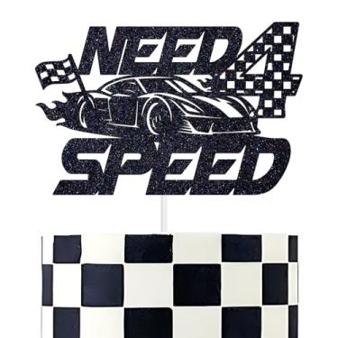 Imagem de Need 4 Speed Cake Topper, Too Fast for 4 Years Old, Racing Car Theme 4th Birthday Party Decorations Supplies for Boy Girl