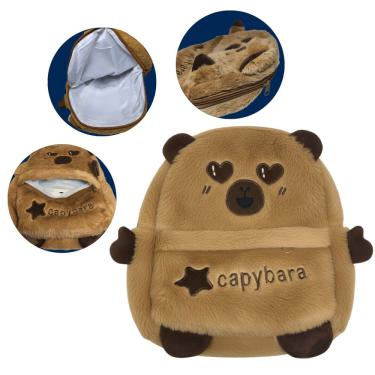 Imagem de Mochila Capivara Pelúcia Infantil com Dois Compartimentos