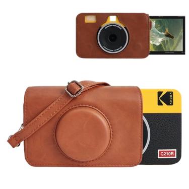 Imagem de MUZIRI KINOKOO Capa retrô Mini Shot 2 compatível com impressora fotográfica inteligente Kodak C210R/Mini Shot 2 – Capa protetora de couro PU com alça de ombro, Marrom (nova versão), Moderno