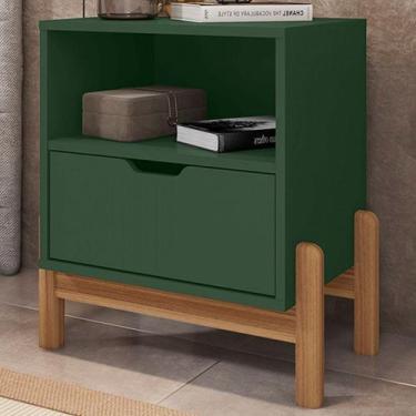 Imagem de Mesa de Cabeceira Pomerode 1 Gaveta Verde Oliva - Pnr Móveis, Verde, M