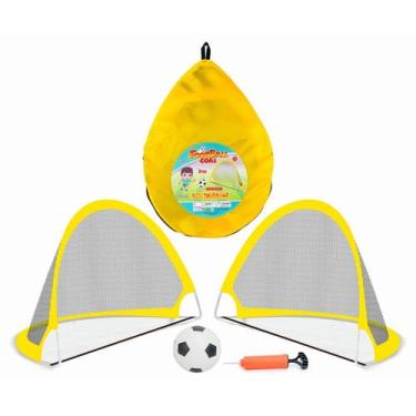 Imagem de Kit Mini Gols Flexíveis Com Bola E Bombinha Trave Futebol - UNITOYS