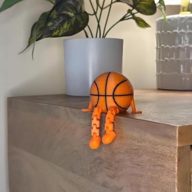 Imagem de Poranlem Boneco de basquete Buddy decoração de mesa com pernas articuladas borda de prateleira decoração divertida bola esportiva presente 3D ornamento de dia de jogo (basquete)