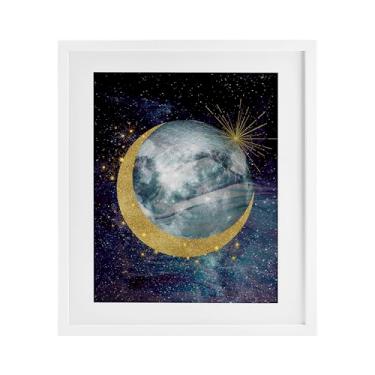 Imagem de Stupell Industries Impressão emoldurada Cosmic Shimmer Moon White Under Glass, design de Daniela Santiago, 21 x 17