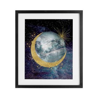 Imagem de Stupell Industries Impressão emoldurada Cosmic Shimmer Moon Black sob vidro, design de Daniela Santiago, 40,6 x 33,5 cm