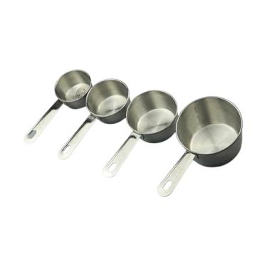 Imagem de YWJLQH 4 peças de copos de medição para assar acessórios de cozimento de metal aninhamento de aço inoxidável para cozinhar xaropes ingredientes óleo leite
