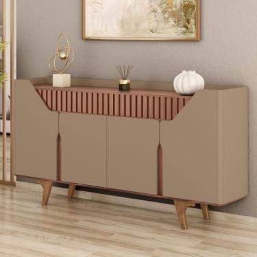 Imagem de Aparador Danúbio com 4 Portas 2 Gavetas e Pés de Madeira - BECHARA, Fe