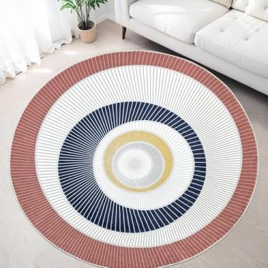Imagem de Lacomfy Tapete redondo moderno - Tapete abstrato circular de 1,8 m para quarto, sala de estar, quarto de crianças, casa de fazenda, dormitório, sala de jantar, macio, contemporâneo, antiderrapante