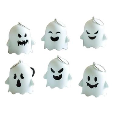Imagem de shamjina 6 peças de luminária fantasma fofa iluminada para decoração de Halloween, luminária de cabeceira para mesa, cozinha, estudo, estante de livros