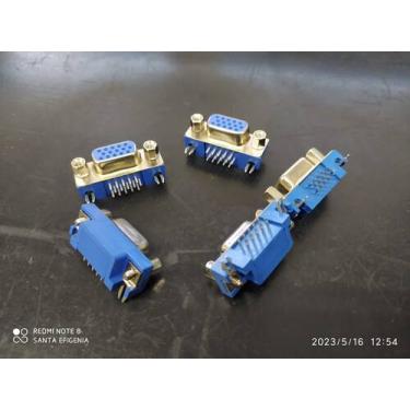 Imagem de 10x Conector Db15 Vga Femea 90 Pci Curto Com Retenção
